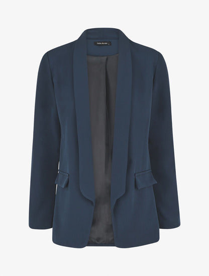 Blazer droit basique uni - Marine - 1