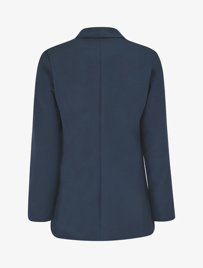 Blazer droit basique uni - Marine - 2