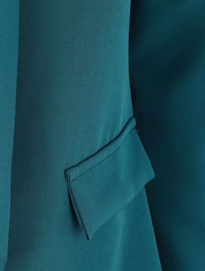 Blazer droit basique uni - Bleu canard - 3