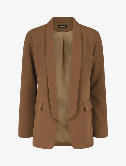 Blazer droit basique uni - Marron - 1