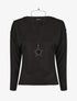 Pull droit uni à boutons - Noir - 4
