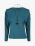 Pull droit uni à boutons - Bleu canard - 1