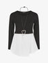 Pull droit à chemise effet superposé - Noir - 1