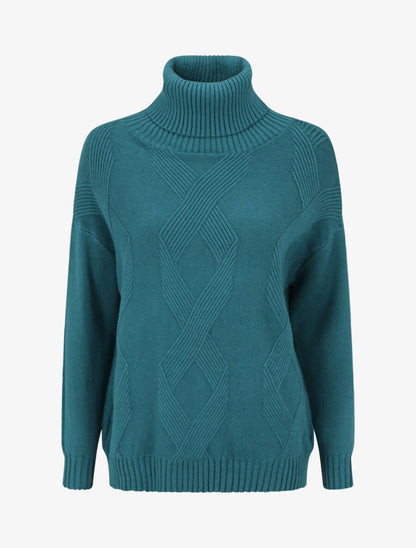Pull uni à col roulé - Bleu canard - 1