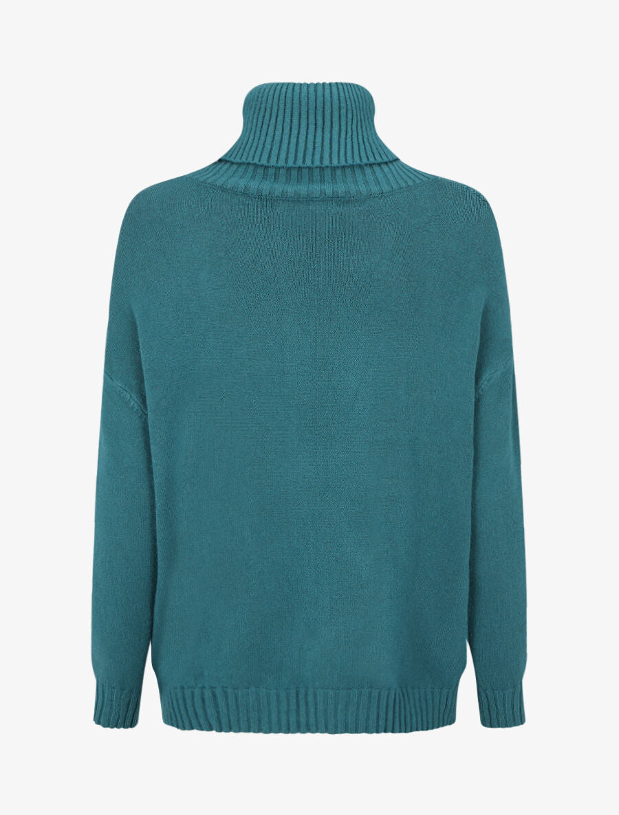 Pull uni à col roulé - Bleu canard - 2