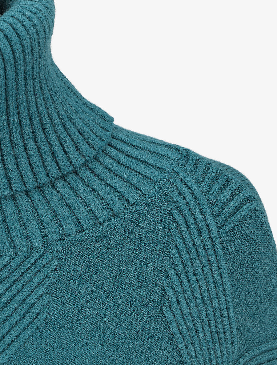 Pull uni à col roulé - Bleu canard - 3