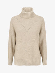 Pull ample col roulé - Beige - 4