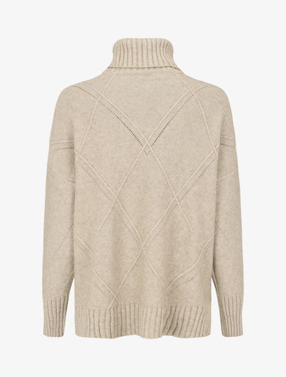 Pull ample col roulé - Beige - 2