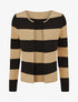 Gilet ouvert à rayures coupe droite - Beige - 4