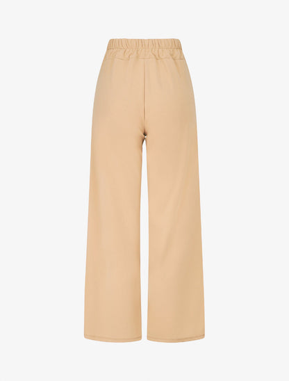 Pantalon droit taille haute ceinture fantaisie - Beige - 2
