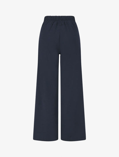 Pantalon droit taille haute ceinture fantaisie - Marine - 2