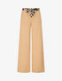 Pantalon ample taille haute ceinture fantaisie - Beige - 4
