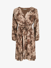 Robe mi-longue imprimé floral coupe évasée - Marron - 6