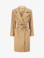 Manteau long coupe droite - Camel - 4