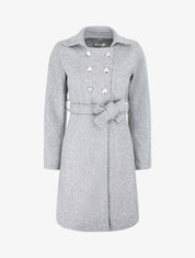 Manteau long uni coupe droite - Gris - 4