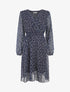 Robe évasée en voile motif graphique - Marine - 1