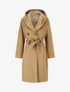 Manteau long ceinturé à capuche - Camel - 1
