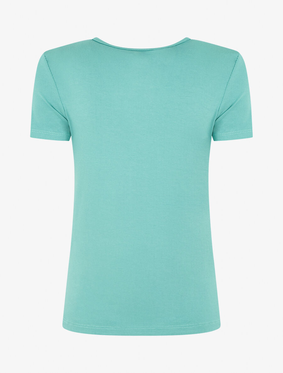 T-shirt à empiècement doré - Vert turquoise - 2