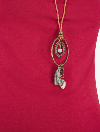 Top bénitier à détail dentelle - Rouge cerise - 3