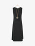 Robe longue unie effet drapé - Noir - 5
