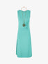 Robe longue unie effet drapé - Turquoise - 1