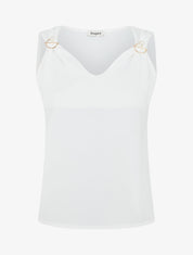 Top uni sans manches à broches amovibles - Blanc - 5