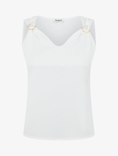 Top uni sans manches à broches amovibles - Blanc - 5