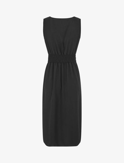 Robe unie sans manches style portefeuille - Noir - 2