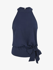 Top ample sans manches uni - Marine - 1