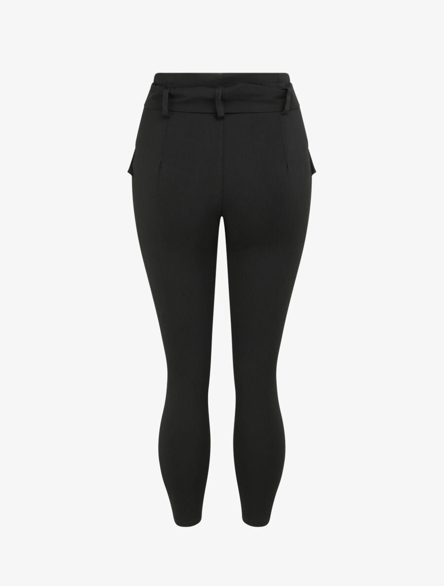 Pantalon 7/8 coupe slim à poches décoratives - Noir - 2