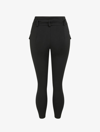 Pantalon 7/8 coupe slim à poches décoratives - Noir - 2