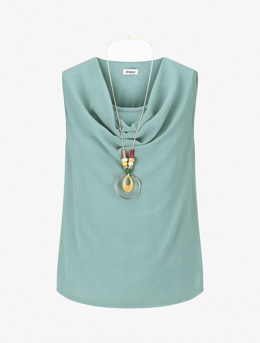 Top droit sans manches col bénitier - Bleu clair - 4