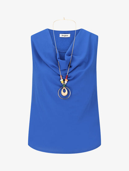 Top droit sans manches col bénitier - Bleu électrique - 4
