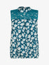 Top imprimé floral à détail dentelle - Bleu canard - 1
