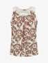 Top fluide imprimé et bretelles en crochet - Taupe - 4
