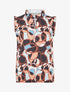 Top satiné sans manches motif abstrait et volants - Noir - 4