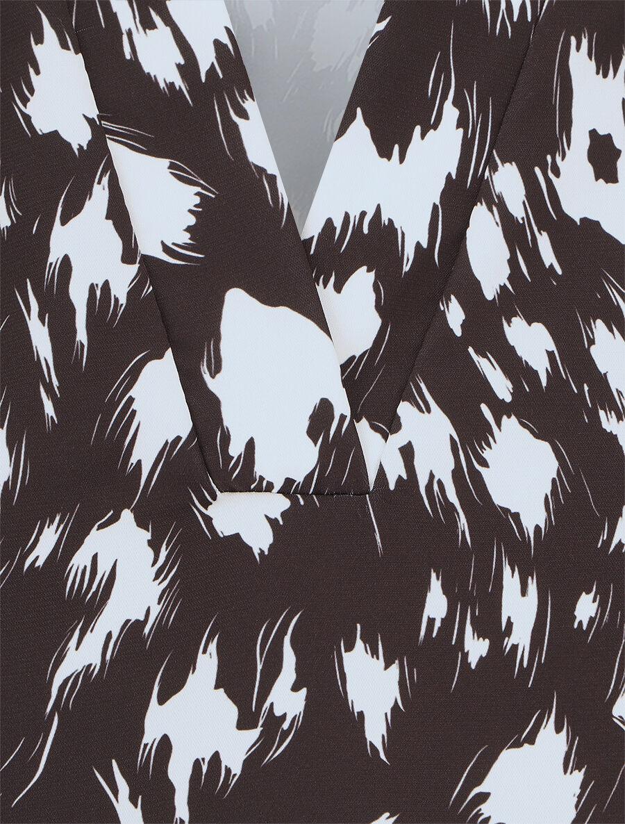 Blouse imprimé abstrait à manches courtes - Noir - 3