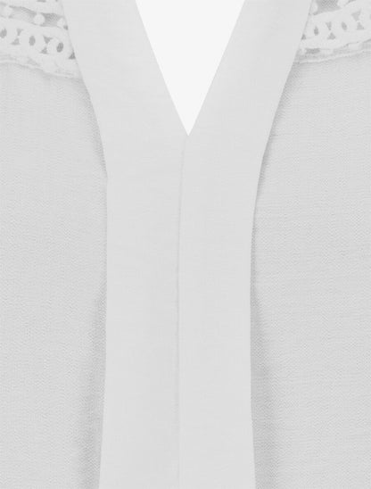 Top élastiqué uni sans manches - Blanc - 3