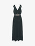 Robe longue à jupe texturée - Noir - 1