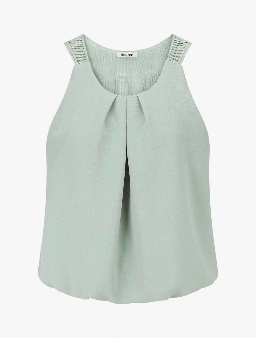 Top uni à dos ajouré - Vert d&