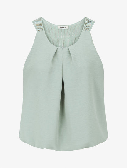 Top uni à dos ajouré - Vert d&