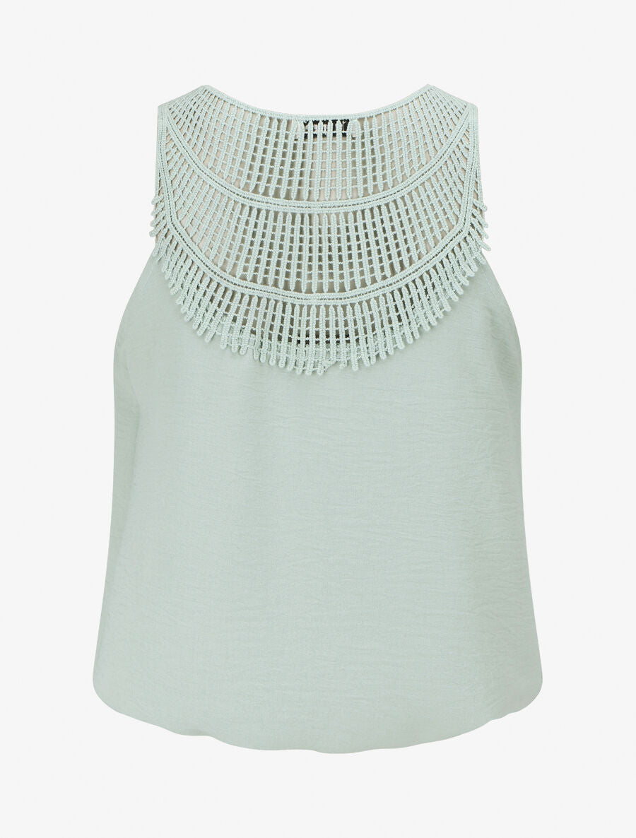 Top uni à dos ajouré - Vert d&