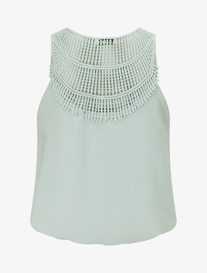 Top uni à dos ajouré - Vert d&