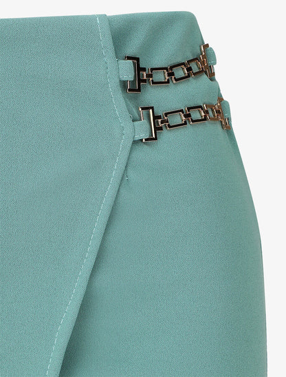Jupe mi-longue portefeuille - Turquoise - 3