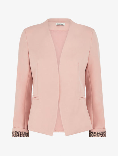 Blazer à manches imprimé graphique - Rose - 4