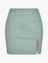 Mini-jupe fendue en simili - Vert d&