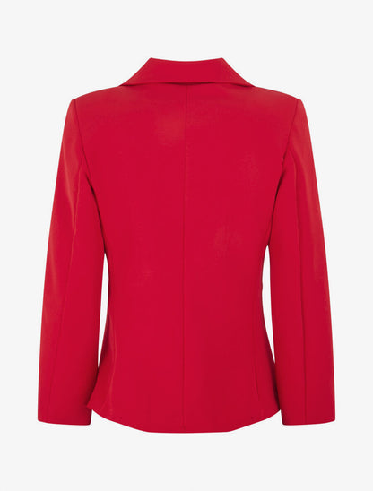 Veste mi-longue à poches décoratives - Rouge - 2