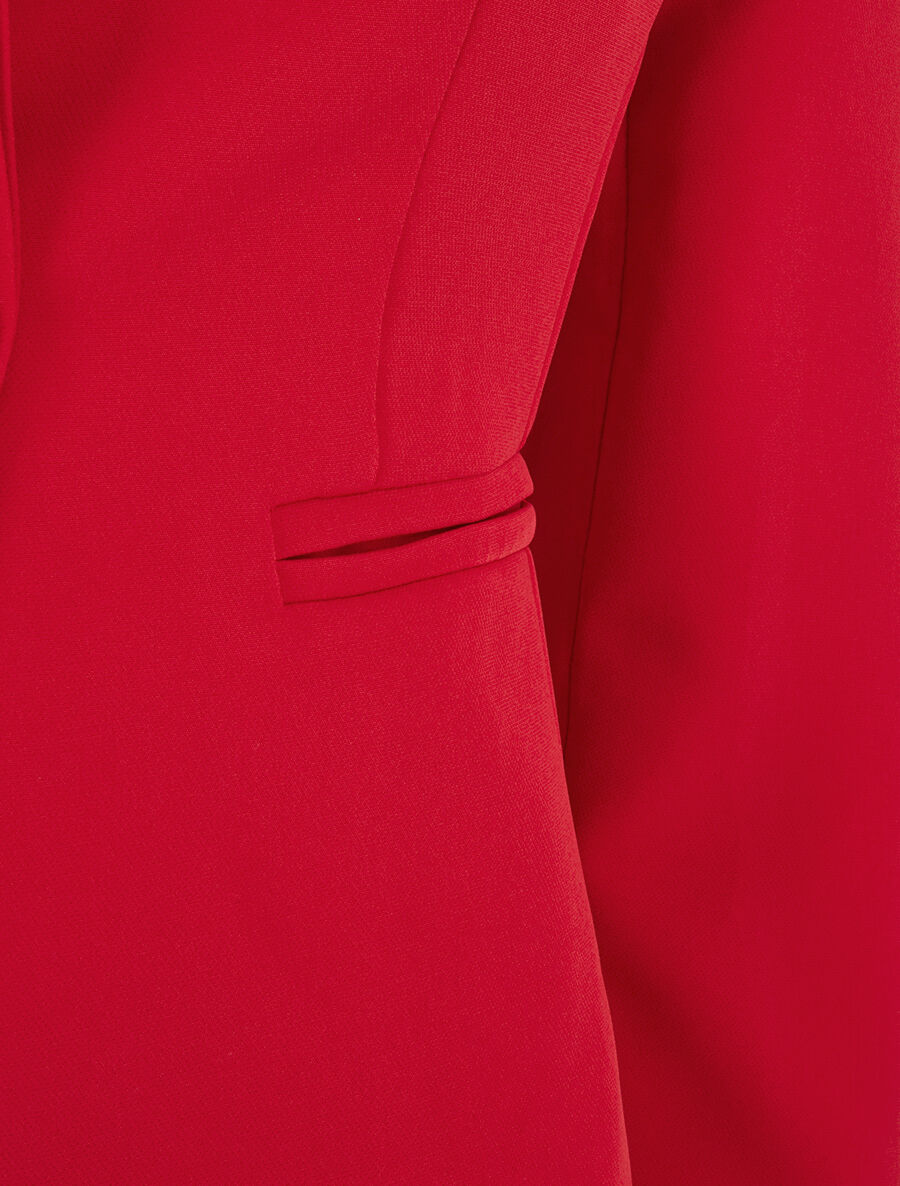Veste mi-longue à poches décoratives - Rouge - 3