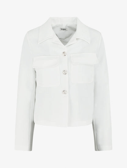 Blazer boutonné à poches - Blanc - 1