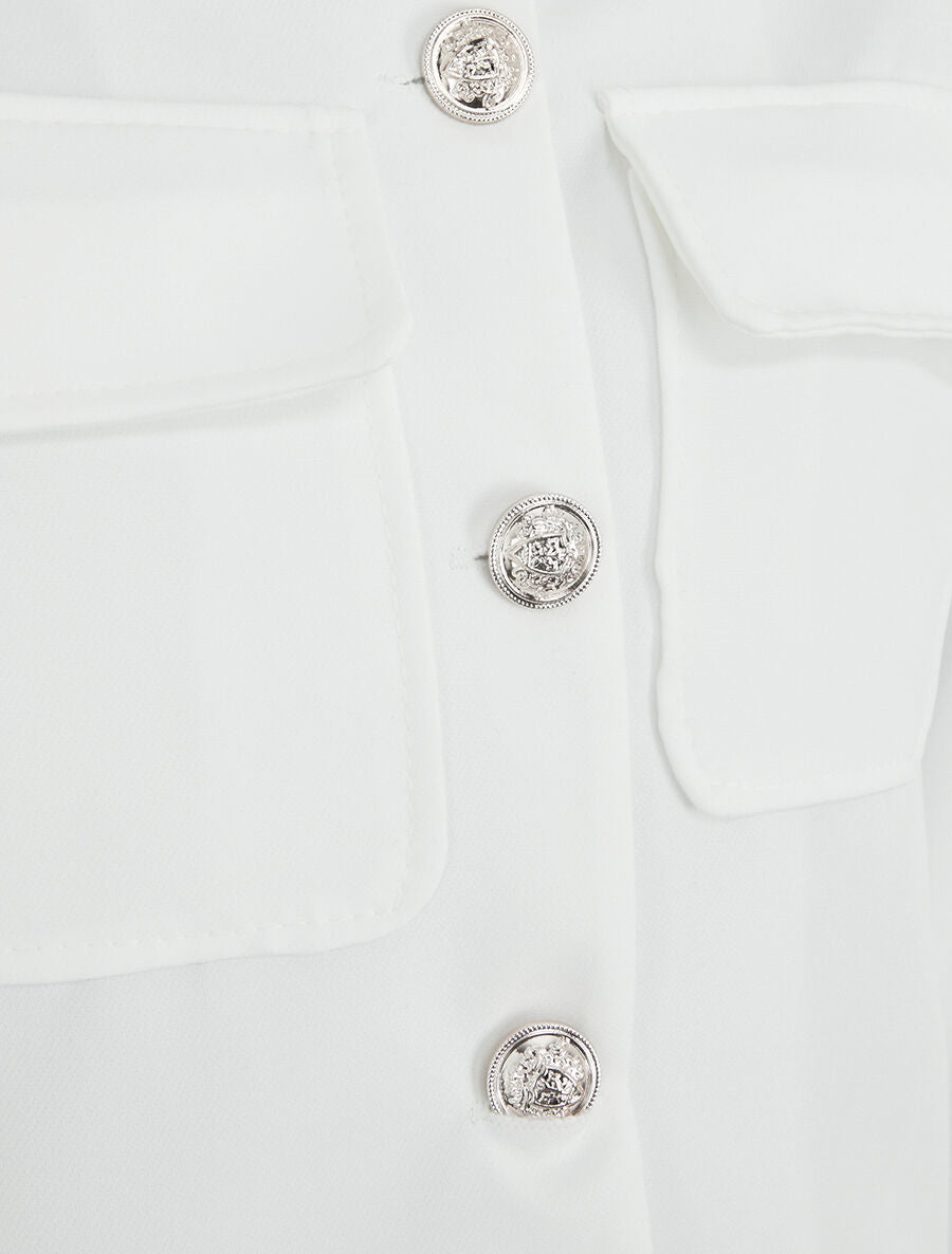 Blazer boutonné à poches - Blanc - 3